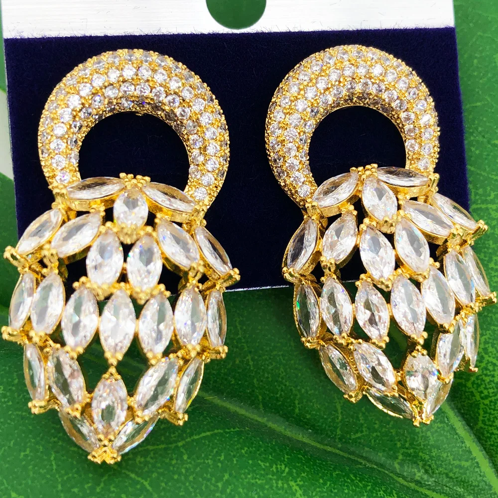 

Missvikki NEW Luxury Clear Waterdrop African Earring For Women Wedding Party Indian Dubai Bridal Jewelry boucle d'oreille femme