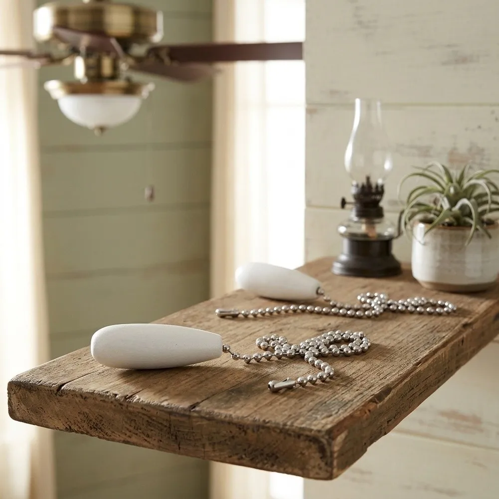 4pcs Zipper Switch with Wooden Handle for Pendant Light and Fan Chain 30.5cm Chain Length Compatible with Most Fixtures