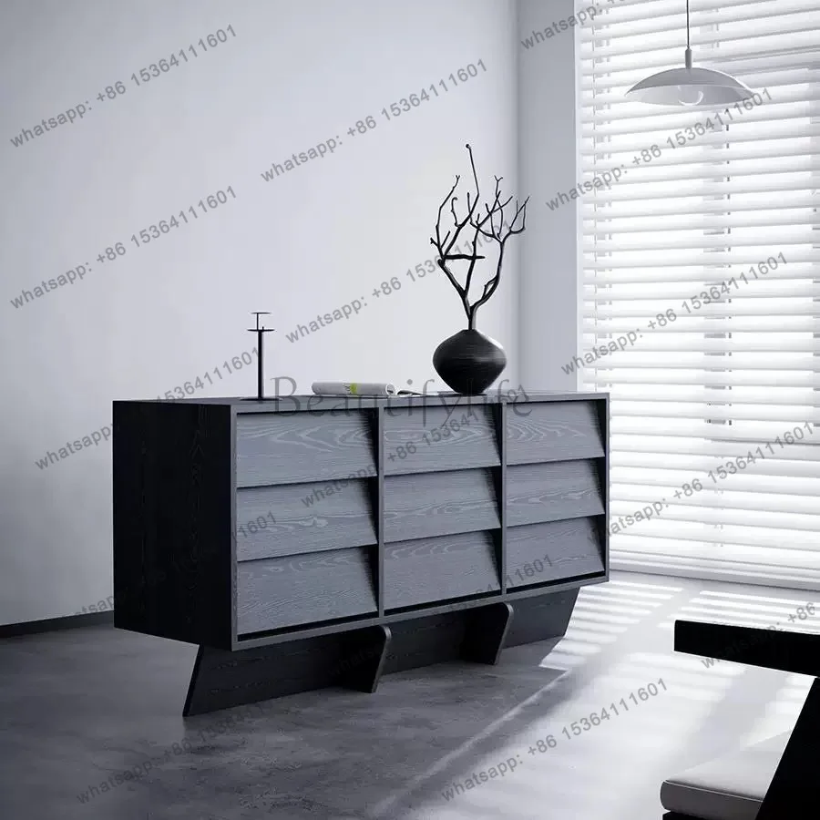 

Wabi Sandy Wind Solid Wood Nine Bucket Cabinet Against the Wall Storage Living Room Bedroom Ash Wood Entrance Locker