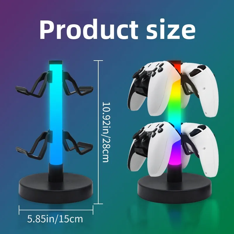 RGB gaming controller stand, headphone stand, ambient lighting, gaming pickup rhythm light desk lamp, night light view 3