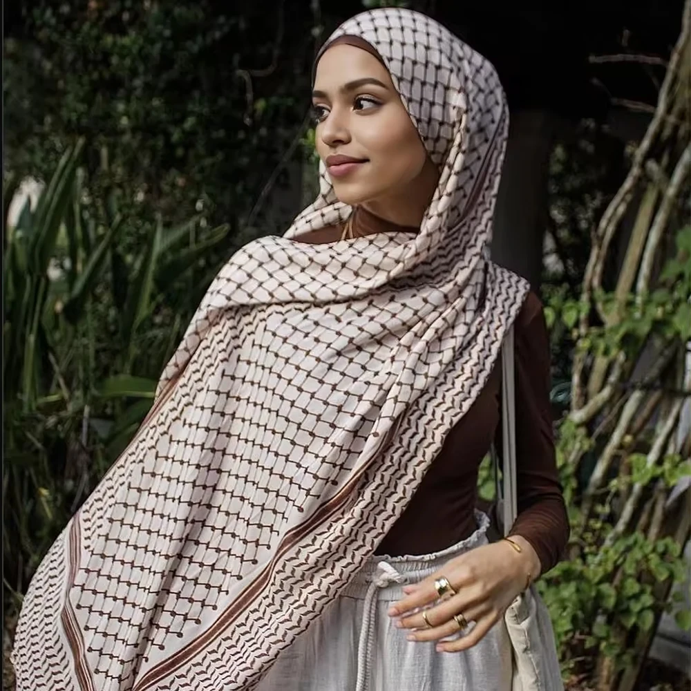 185X70cm Chiffon Scarf Hatta Kufiya Folk Shawls Wraps Women Large Soft Scarf Palestine Scarves Muslim Women's Hijab