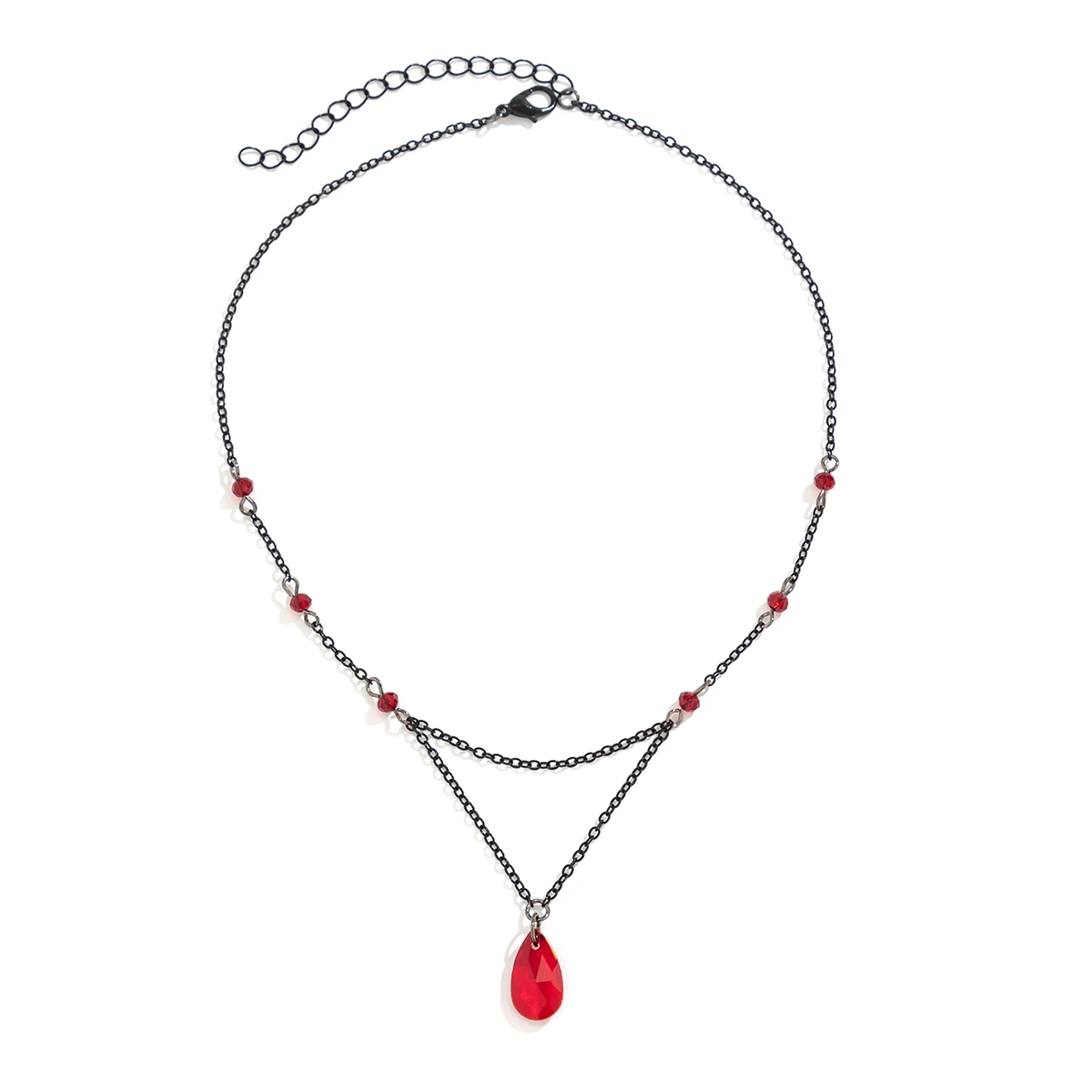 Ingemark mehr schicht ige schwarze Wasser tropfen Kristall Anhänger Choker Halskette Frauen Kragen Vintage Link Choker Y2k Schmuck Zubehör – Detail 12
