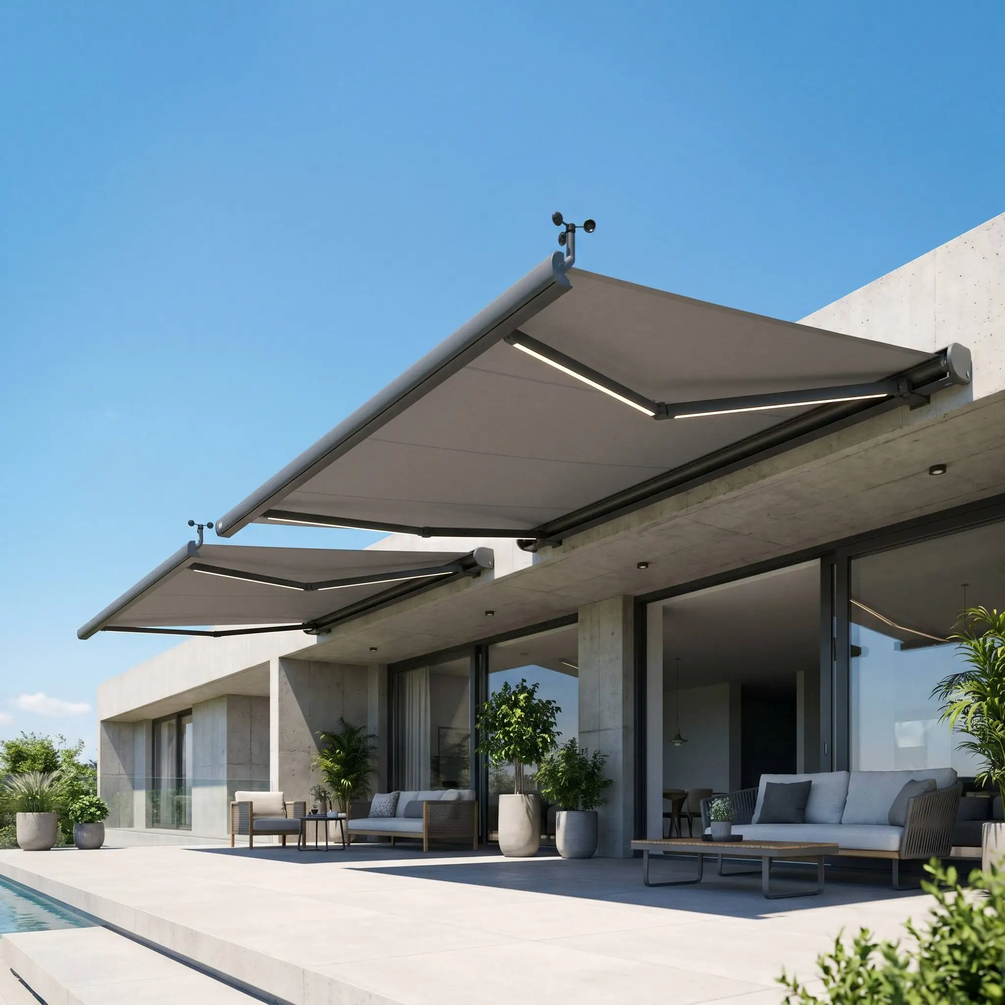 Villa Hotel Panoramic Electric Sunshade Long Lasting and Durable Outdoor Canopy Excellent Workmanship Full Cassette Awning