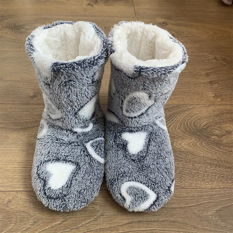 Women Winter Shoes Mid-calf Floor Socks Thickened Warm Heart Symbol Comfortable Soft Non Slip Indoor Sleeping Slippers Socks