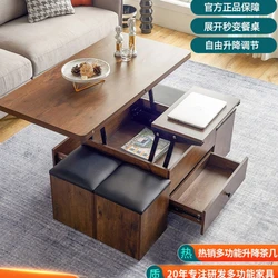 slate coffee table combination in seconds change dining table dual-purpose small apartment creative lifting folding movable