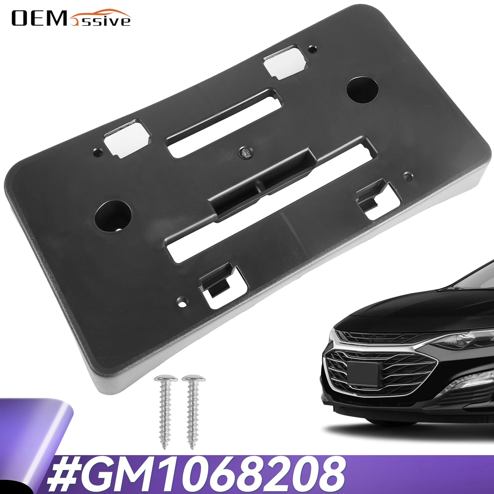 

Car Front Bumper License Plate Mounting Holder Bracket w/Screws 84524301 GM1068208 For 2019-2023 Chevrolet Chevy Malibu LT 1-10X