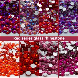 red ss3-ss30 Glitter Crystal Non Hotfix Rhinestones Nails Crystals Стразы Diy Nail Accessories 네일파츠 For Uñas Nail Charms Nail Ar