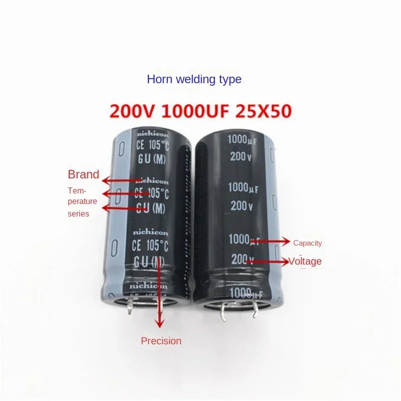 AMSS （1pcs）200V1000UF 25X50 Japan Nichicon Electrolytic Capacitor 1000UF 200V 25*50 105 degrees