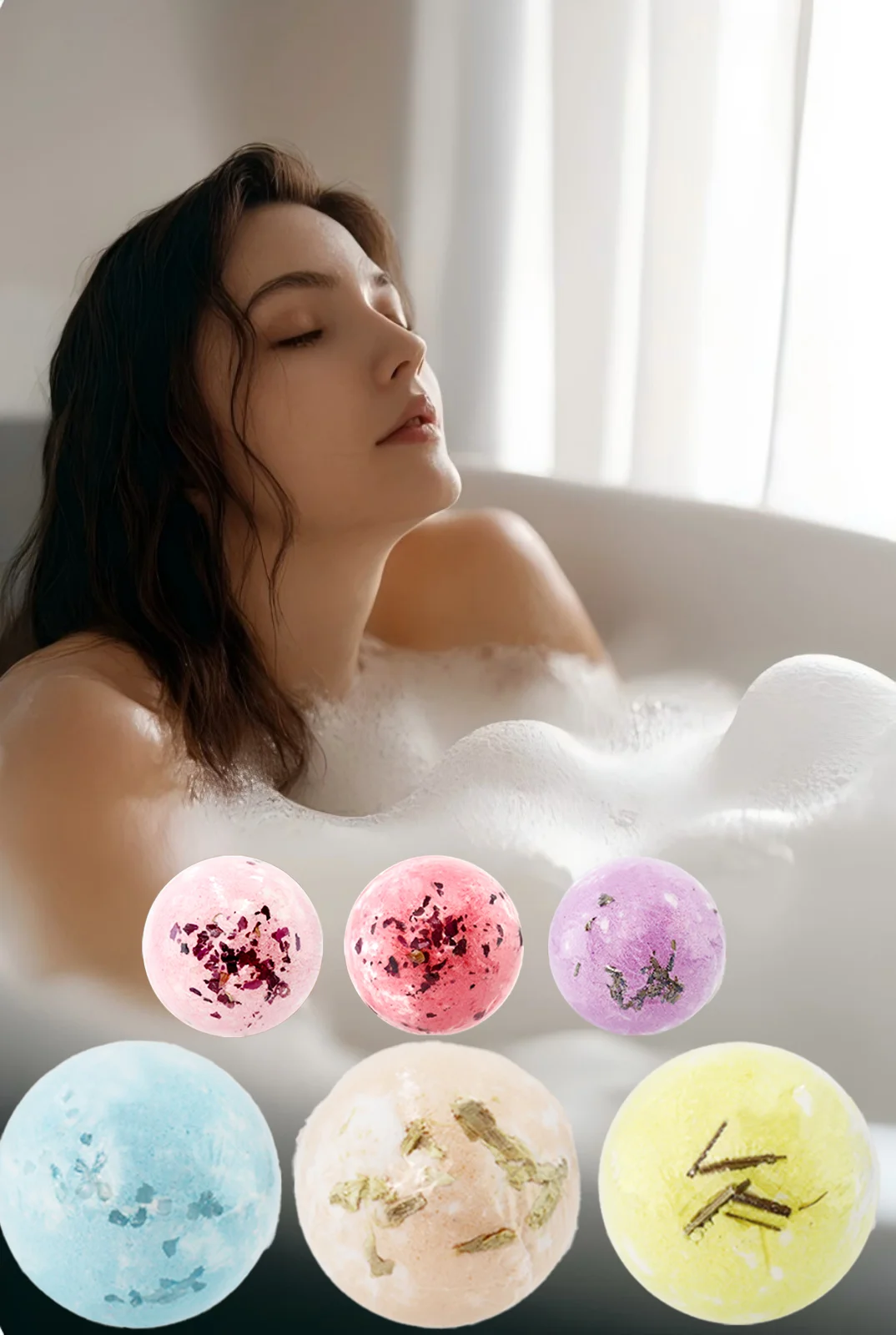 6Pcs Bath Set, Lavender Epsom Salt for Muscle Relaxation, Gift for Women, Self Care Spa Day