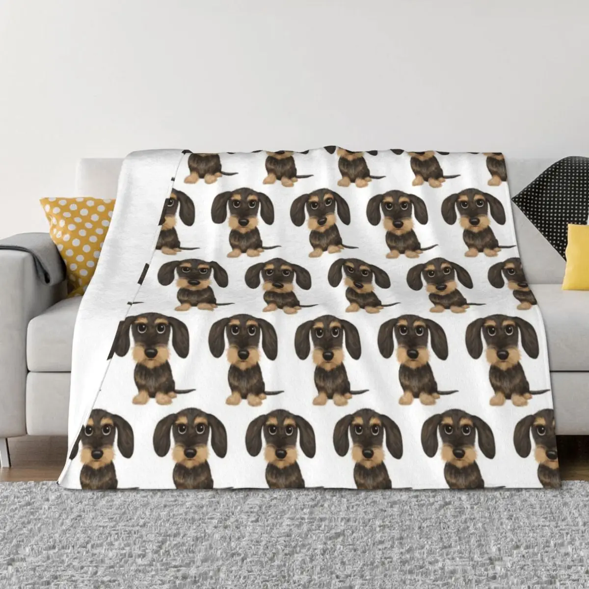 

Wirehaired Dachshund Cute Wire Haired Wiener Dog Wild Boar and Tan Teckel Throw Blanket Extra Large Throw Flannels Blankets