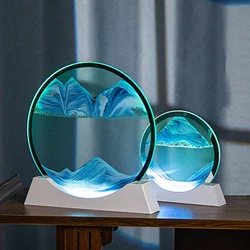 Creative Quicksand Table Lamp USB Moving Sand Art with LED 3D Sandscape Hourglass Night Light Bedside Lamps Home Decor Gifts