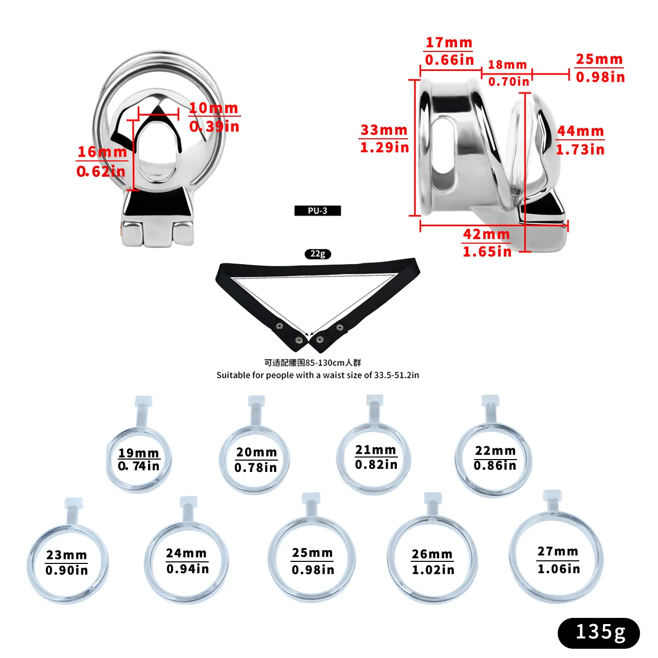 Fake girl hunting for novelty, men's metal stainless steel chastity lock, precision birdcage, glans lock without snap ring view 4