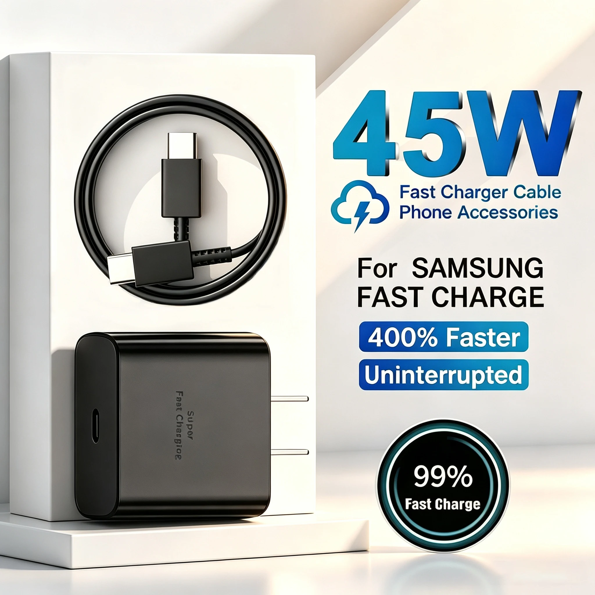 For Samsung PD 45W Fast Charger For Galaxy S24 S25 S23 S22 S21 Ultra Plus FE Note 20 10 A55 A54 5A USB Type C Quick Charge Cable