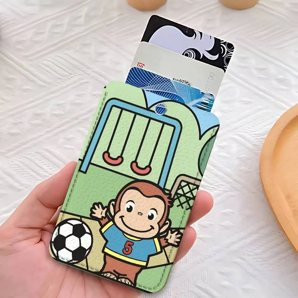 C-Curious-Llavero con soporte de Mokey G-Georges para tarjetas de trabajo, tarjetero de negocios, funda protectora para tarjetas de estudiante, tarjeta de autobús