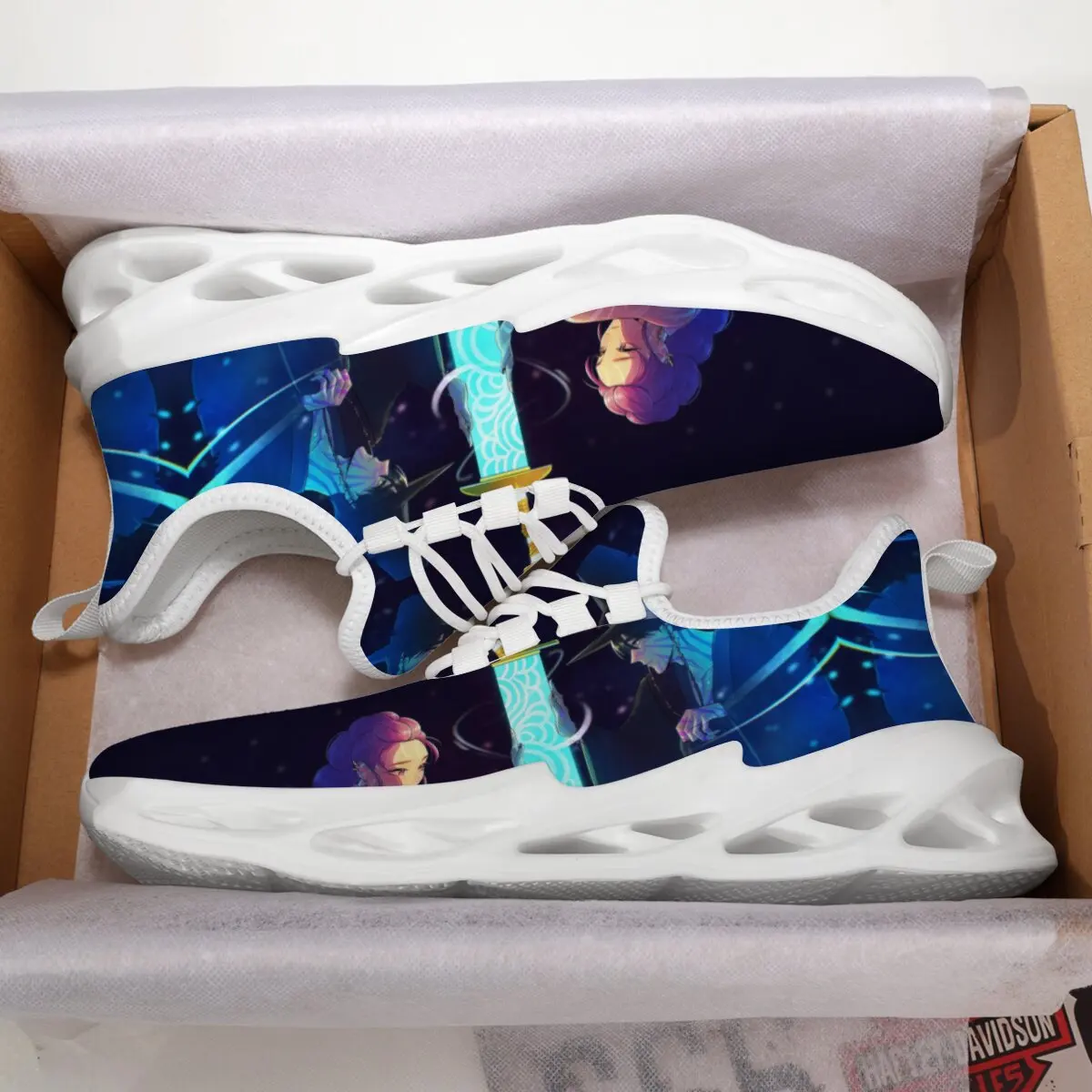 

Trendy New Witch Hunt Team Cartoon and Anime Pattern Printed Niche Design Flat Large-sized Lace-up Casual Sports Shoes