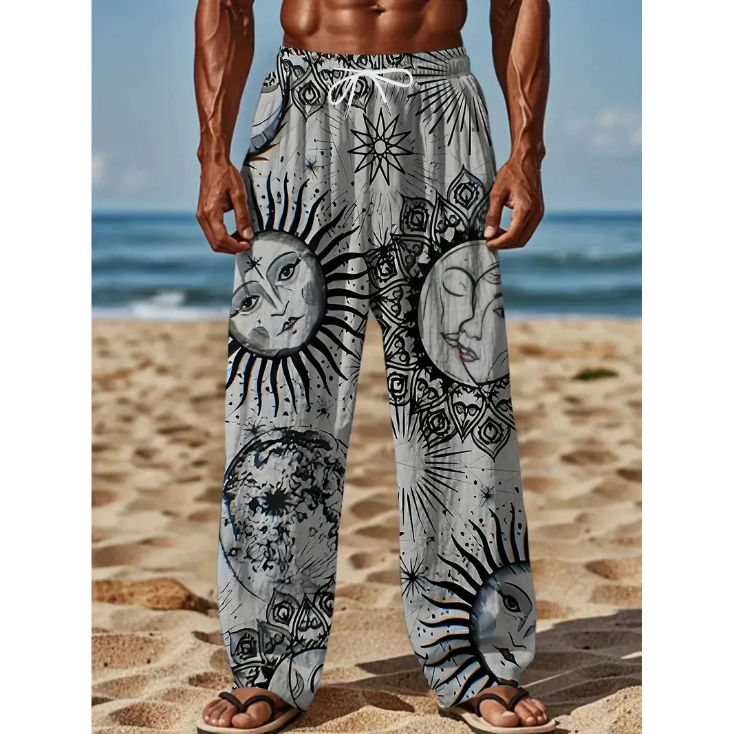 Men's pants National clothing Sun God 3d printed men's new winter pants fashion men loose casual pocket pull rope sports pants