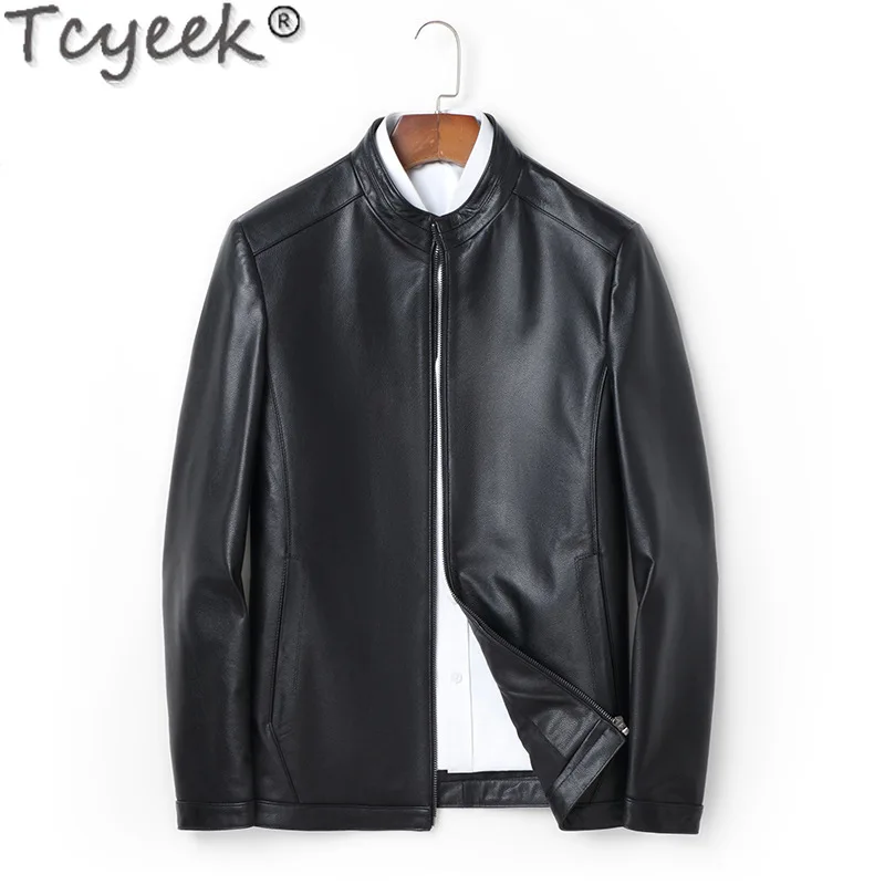 Tcyeek Genuine Leather Man Jackets Casual Sheepskin Coat for Men Spring Autumn Clothes Motocycle Jacket Chaquetas Hombre 2024