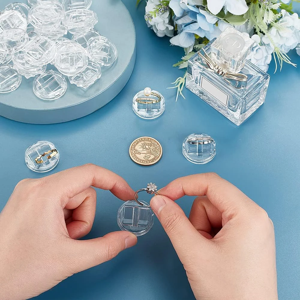 12pçs suporte de exibição de anel acrílico, blocos de anel de vitrine transparente para venda de organizadores de joias, loja mostra exibição de anel de casamento