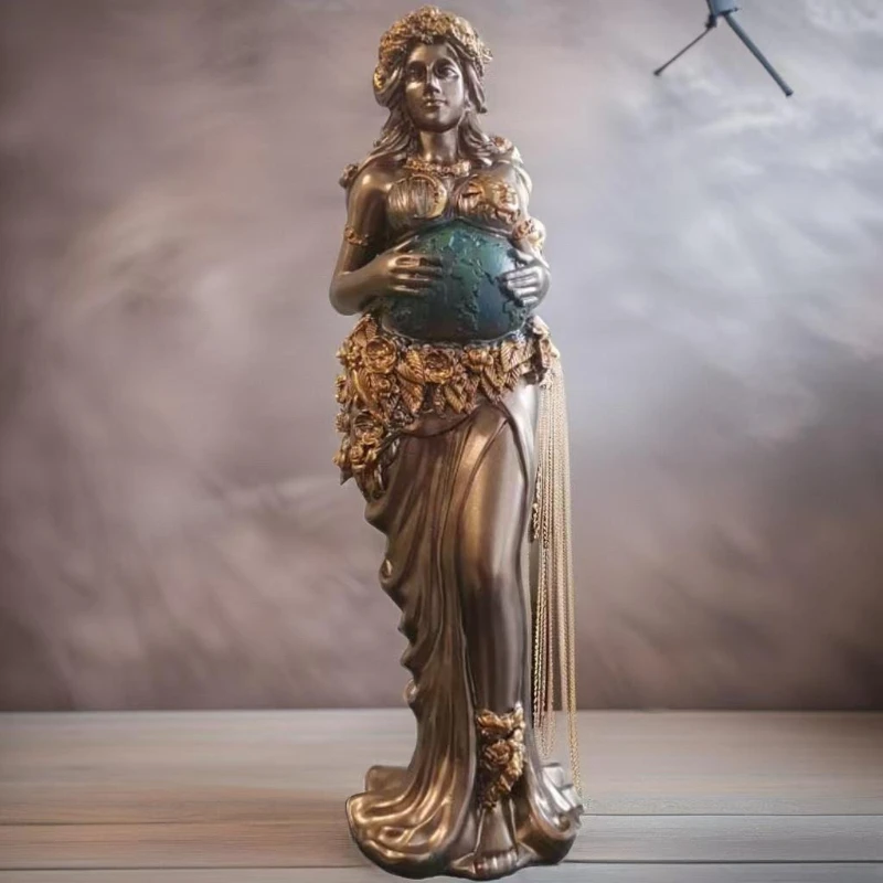 Earth Goddess Gaia 22cm Resin Sculpture Statue Greek Mythology Decor Handmade Mother Nature Figurine Home Altar Collectible Art