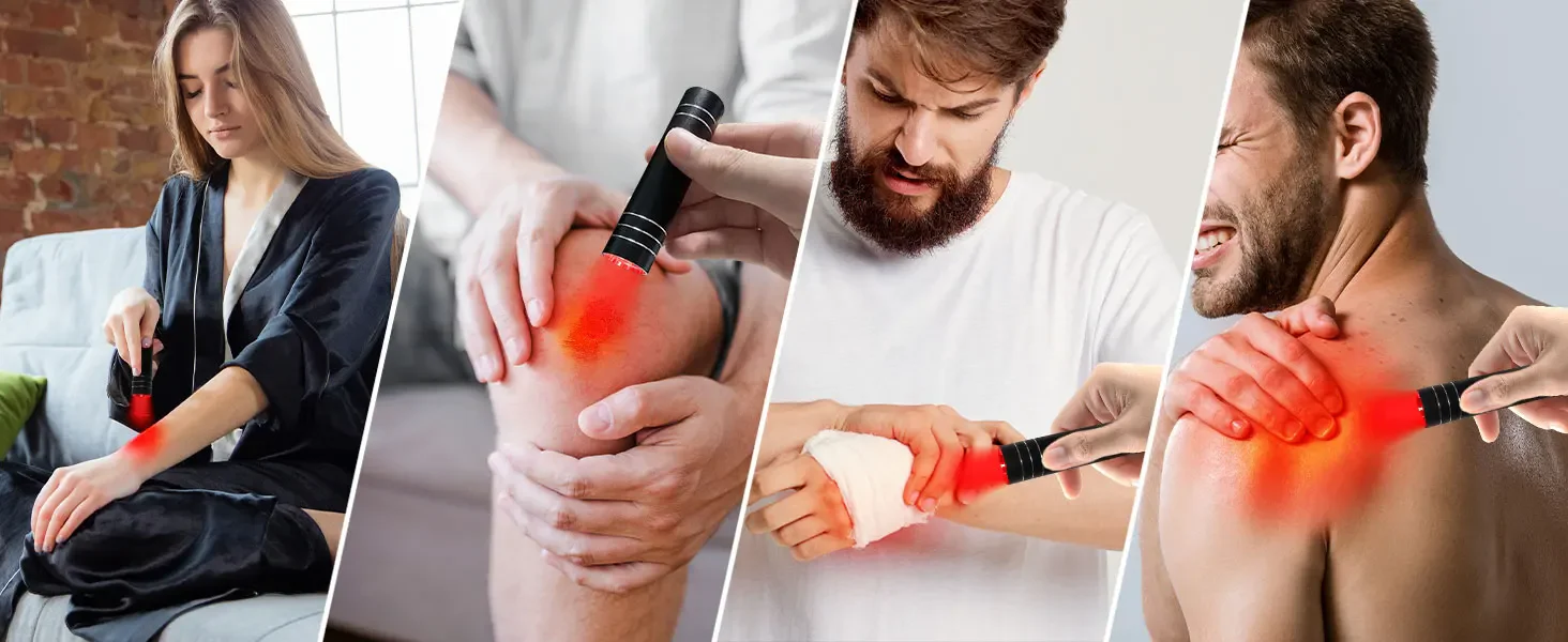 Red Light Therapy Lamp 660nm Red Light & 850nm Infrared Lamp Therapy Torch with Timer Portable LED Small Torch Body Pain Relief