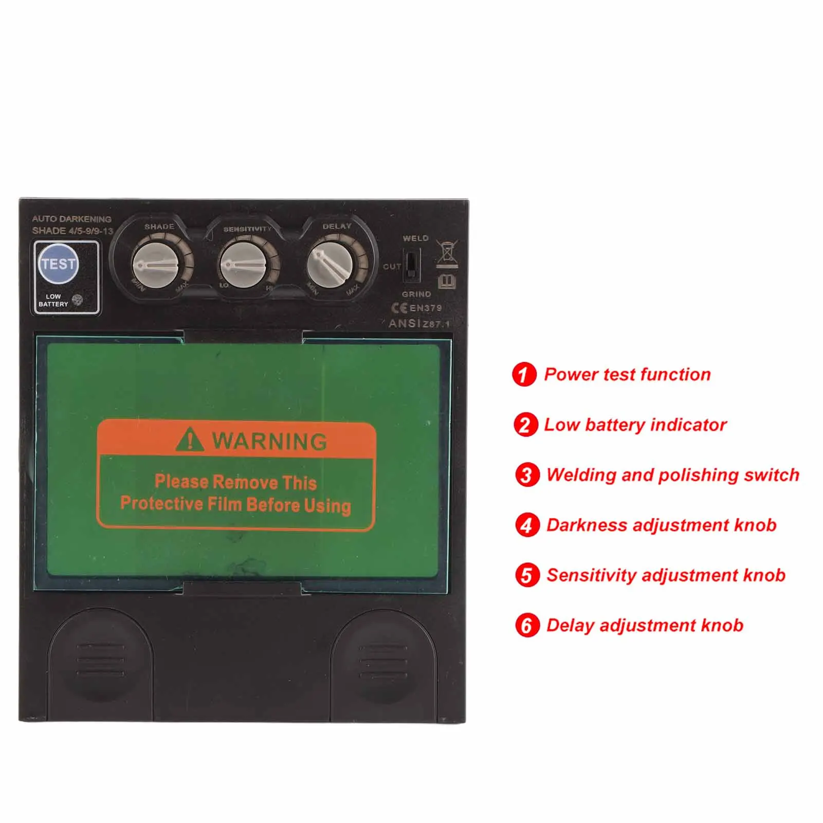 Schaduwlaslens Elektronisch lasgereedschap Laslens Automatisch LCD-dimmen op zonne-energie Schaduw Horizontaal vermogen Elektronisch gereedschap