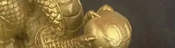 Old Brass bead Chinese Loong Dragon statue Attract wealth and prosperity mythical beast Study Amass wealth Ornaments Town house