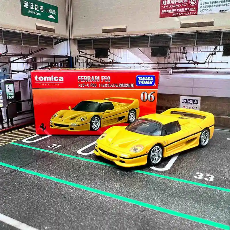 

TOMY Ferrari F50 Supercar из сплава, литье под давлением и игрушечный транспорт, модель автомобиля, миниатюрная масштабная модель автомобиля для детей