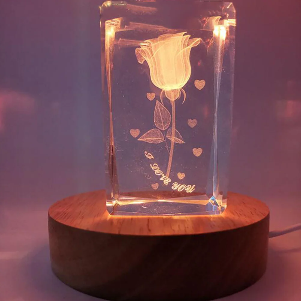 

Solid Wood Colorful Lighting Base Decorative Crystal Stand Table Decor for Home Ornament Bedroom Living Room