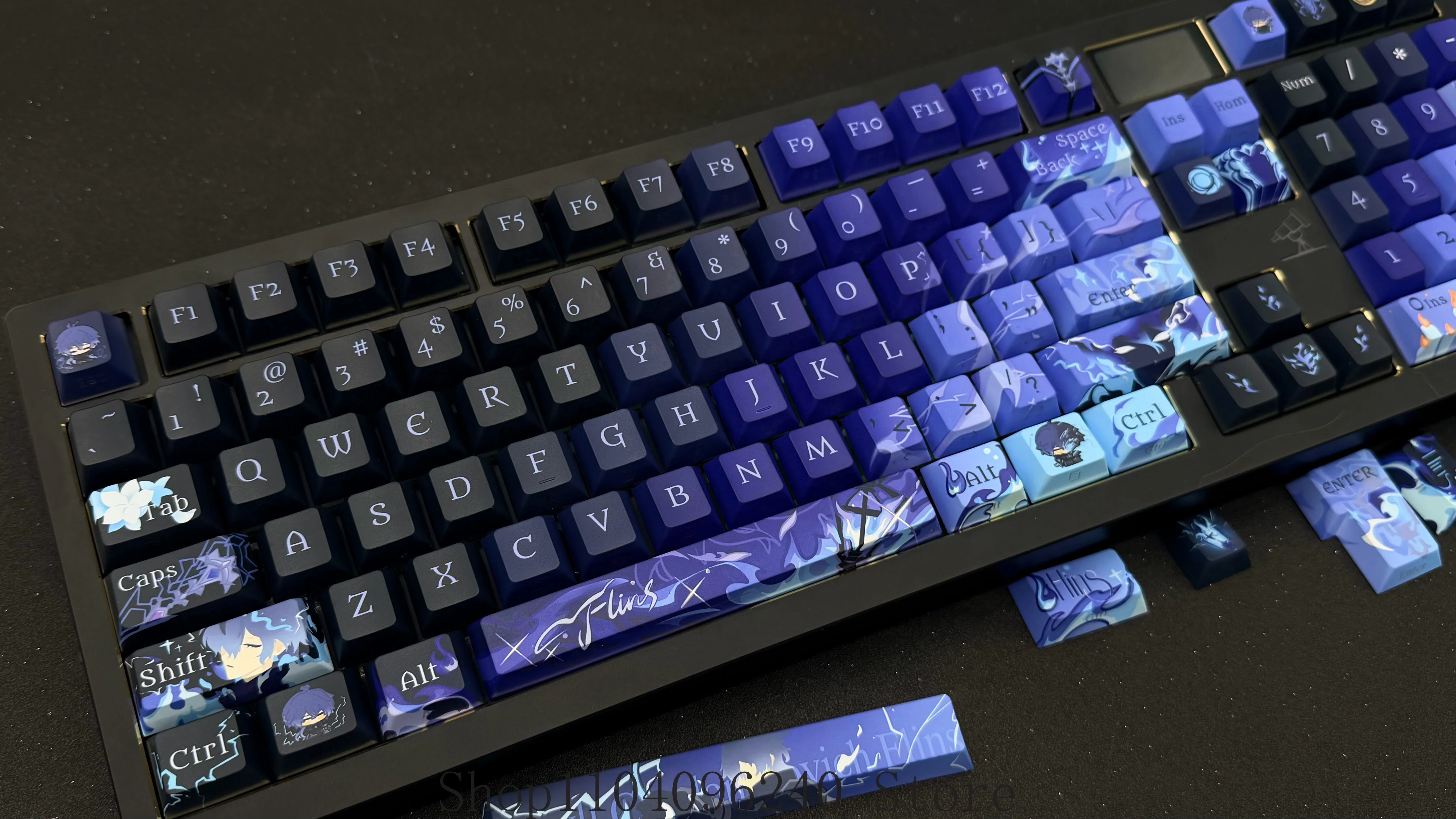 

Game Genshin Impact Flins Anime Keycaps Key Cherry Profile Pbt Thermal Sublimation Mechanical Keyboard Keycaps keyboard