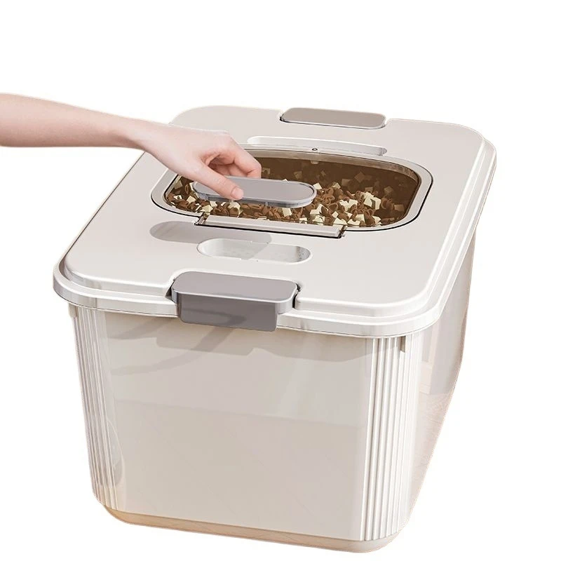 حاوية تخزين أغذية الحيوانات الأليفة ذات سعة كبيرة، مقاومة للرطوبة، سميكة للقطط والكلاب، صندوق طعام جاف للاستخدام المنزلي، مطبخ متين