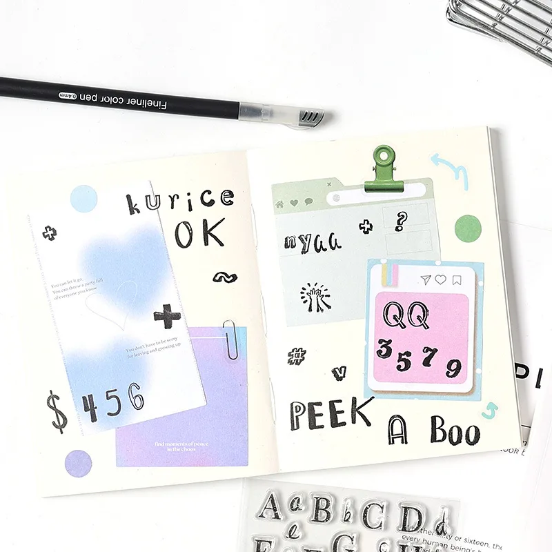 ختم سيليكون من سلسلة الأبجدية الشفافة لسكرابوكينغ INS Simplicity Letter Journaling Stamp مستلزمات الطلاب هدية للأطفال #5