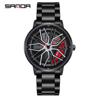 [360° Spinning] SANDA 2024 Fashion New Flagship Men Quartz Watch Unique Racing & Furious Rotating Wheel Wristwatch Gifts 1107