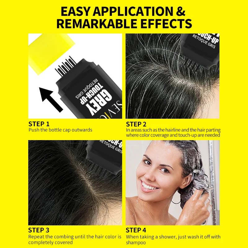 عصا صبغ الشعر لتغطية الشعر الأبيض، مشط صبغة شعر أبيض، قلم صبغ مؤقت للإصلاح الفوري، قلم تلوين مقاوم للماء #5