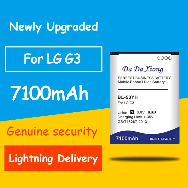 

DaDaXiong 7100mAh BL-53YH BL53YH Аккумулятор для LG G3 D858 D855 D857 D859 D850 F400 F460 F470 F400L D830 D851 VS985 BL 53YH