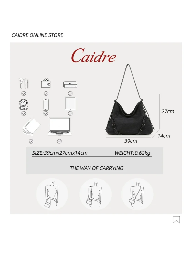 Caidre Original Spicy Girl Denim Canvas Tote Bag Large Capacity Commuter Single Shoulder Slant Cross Bag for Youth