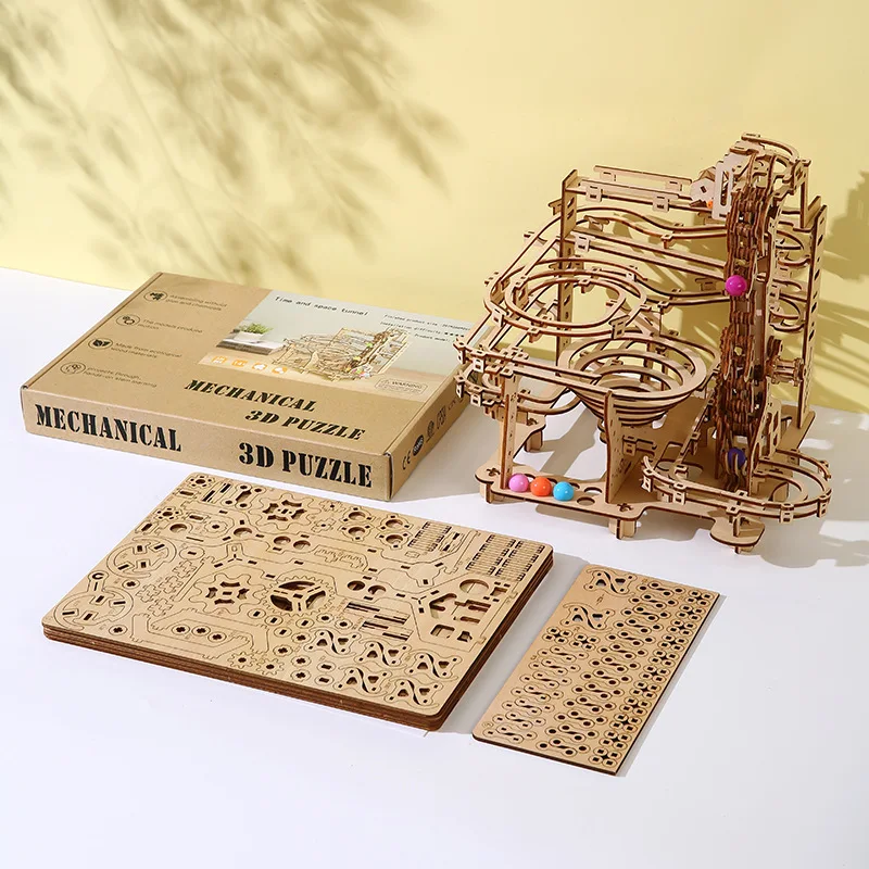 لغز خشبي ثلاثي الأبعاد، ألعاب تعليمية بالبخار، ألغاز ميكانيكية تعمل بالرخام، لعبة تجميع ذاتية، مجموعات بناء للأطفال والكبار