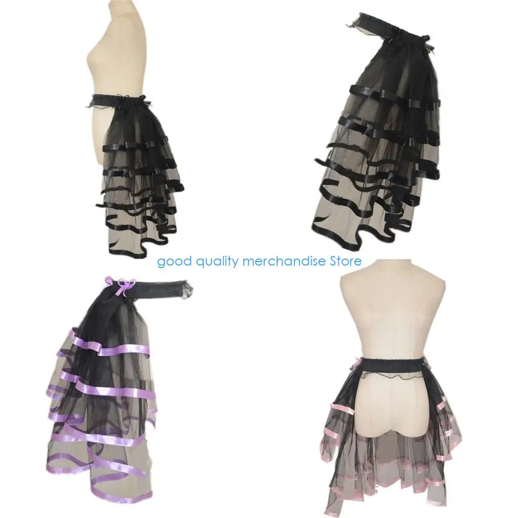 

Y5JD Women Elastic Waist Tutus Skirt Layer Ruffle Overskirt For Roleplay Performances