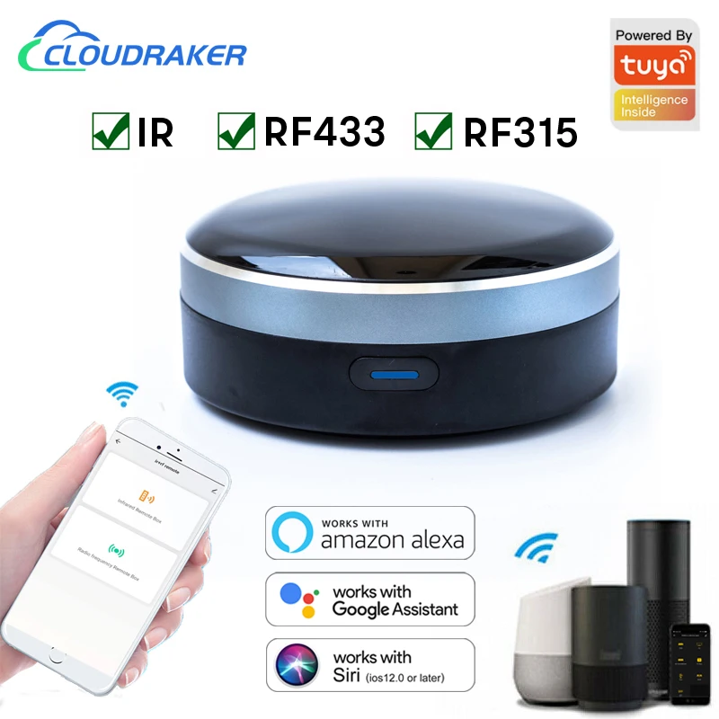 Универсальный пульт дистанционного управления Tuya RF + IR, контроллер умного дома для телевизора, занавеска переменного тока, рольставня, работа с