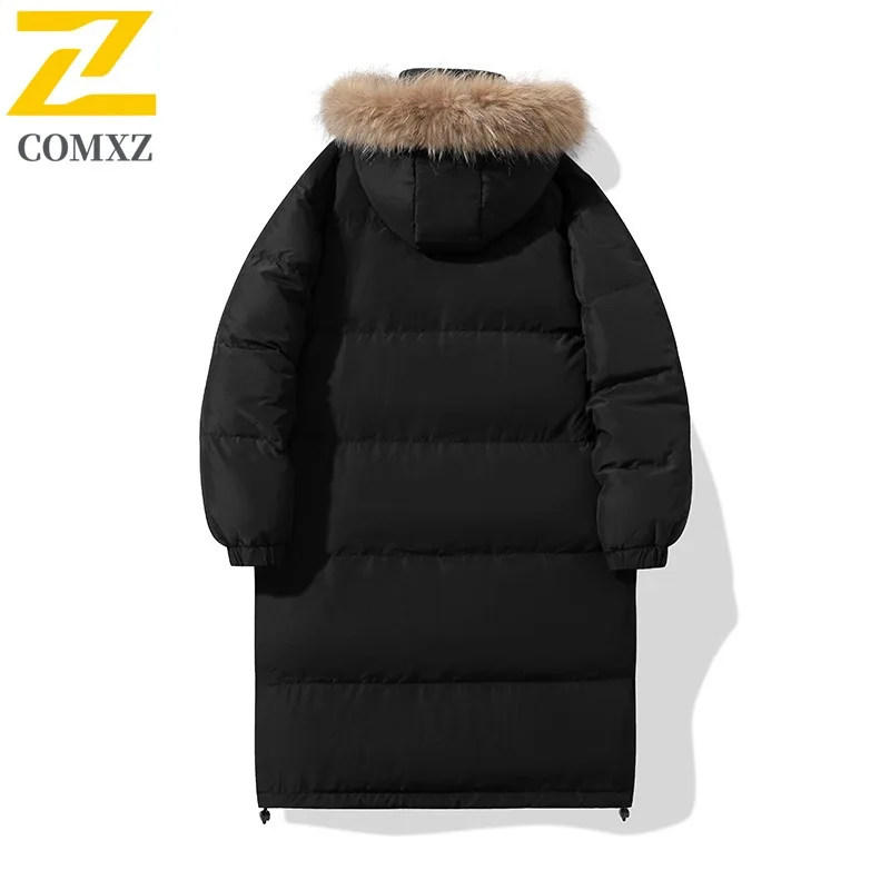 COMXZ Men Winter Jackets 2025 Fashion Mid Length Snow Coldproof High Quality Urban Padded Jacket Lightweight Daily Padding Coat