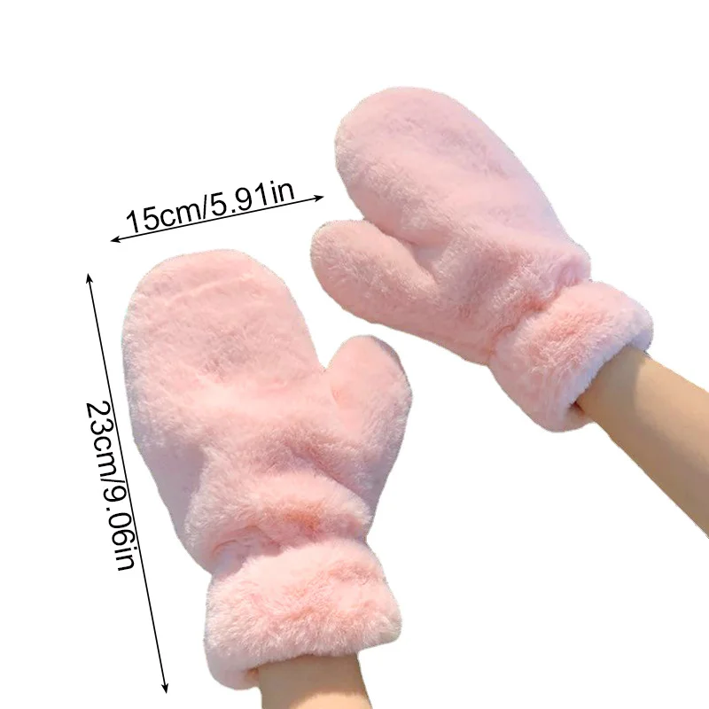 Thicken Plush Gloves For Women Girls Winter Hand Warmer Solid Color Soft Fluffy Fur Kids Gloves Outdoor Warmer Winter Gifts