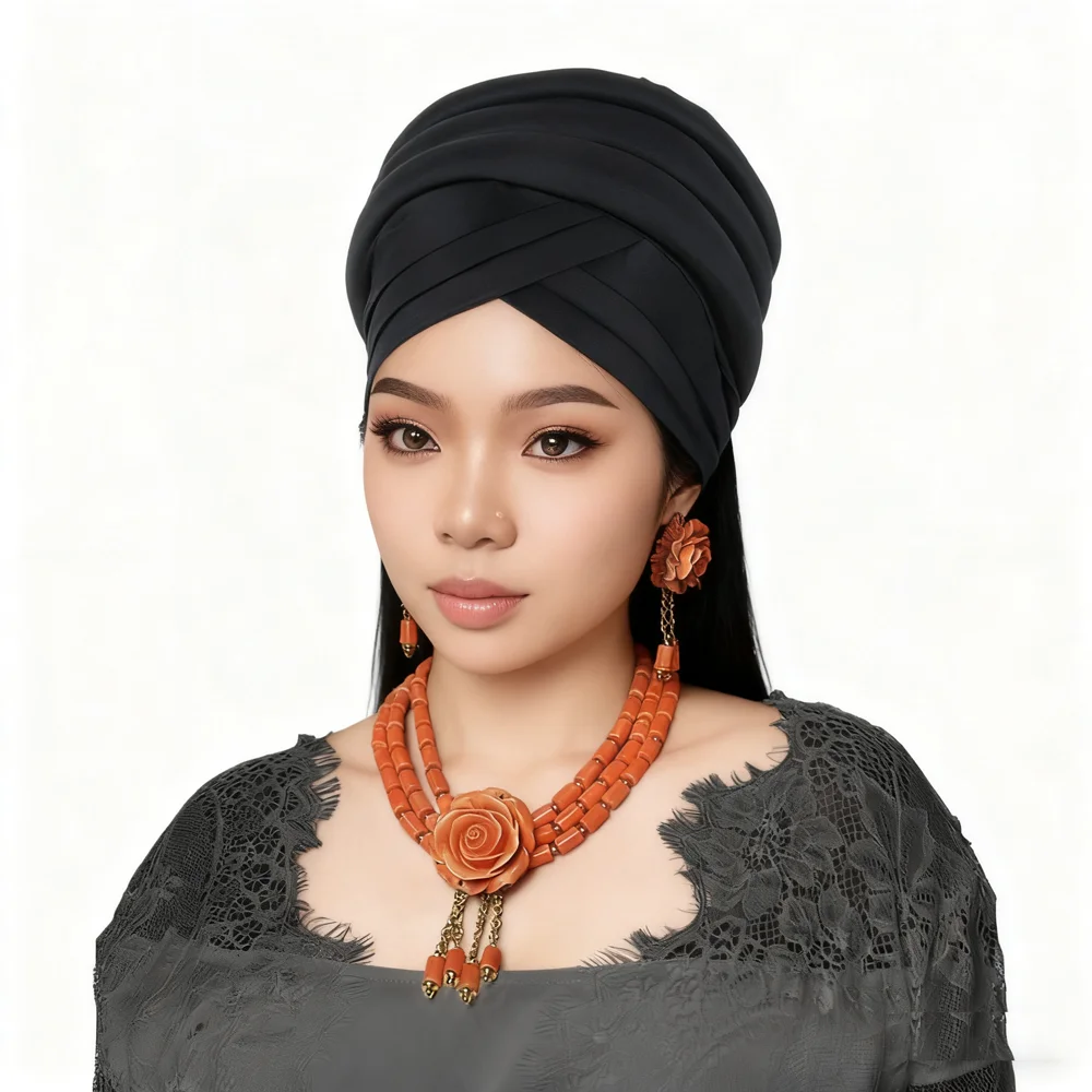 

Многослойные повязки на голову со скрещенным лобом, мусульманские африканские головные уборы геле, тюрбан, женский чепчик, повязка на голову, Нигерия, свадебная вечеринка, гелевые