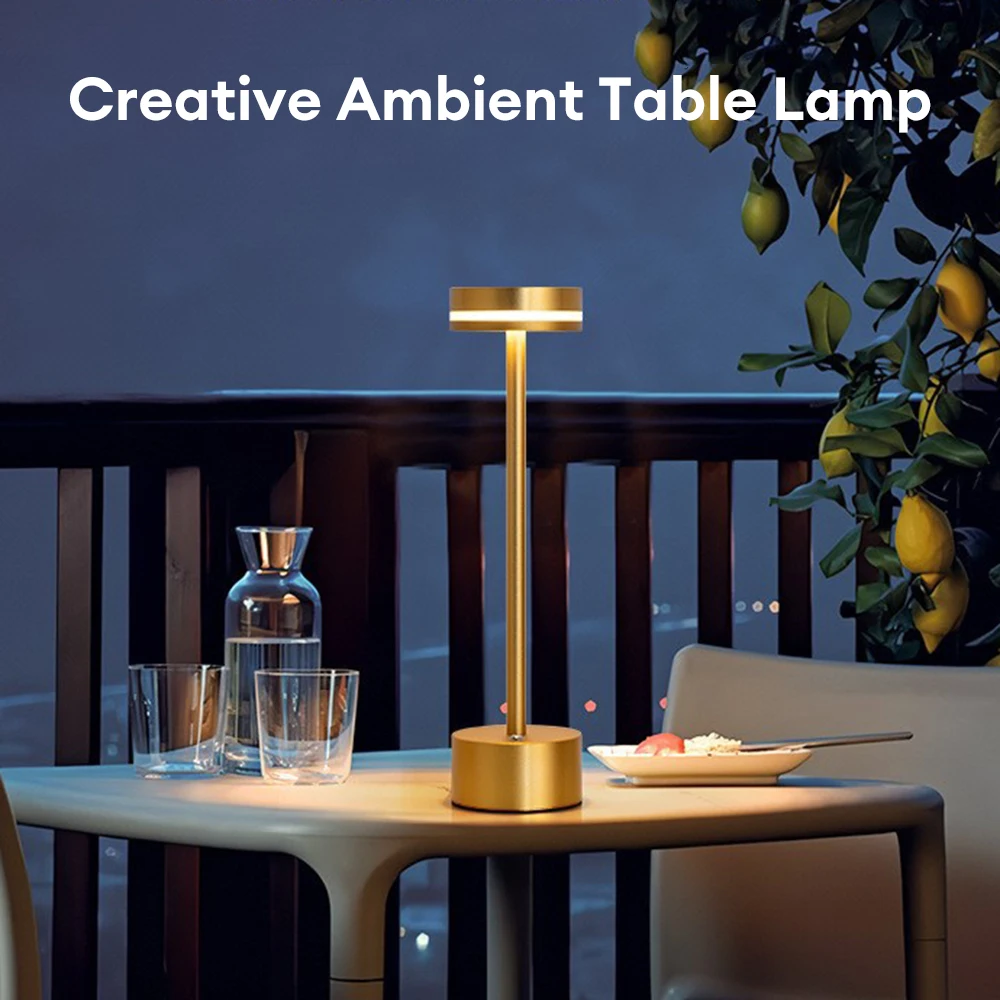 LED Table Lamp 3 Colors Dimmable Rechargeable Vintage Desk Lamp Bedside Night Light for Bar Restaurant Home Outdoor Decor