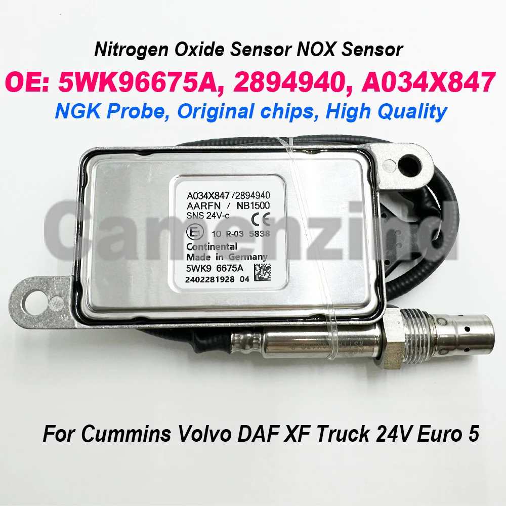 

5WK96675A 2894940 Высококачественный чип для NGK Probe A034X847 NOX Nitrox Датчик кислорода для грузовика Cummins Volvo DAF XF 24 В Euro 5