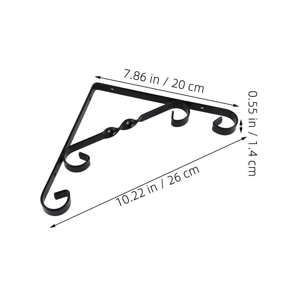 2Pcs Iron Art Twisted Triangular Flower Pot Holders Hanging Hook Outdoor Indoor Garden Plant Shelf Decorative Metal Plant Stand