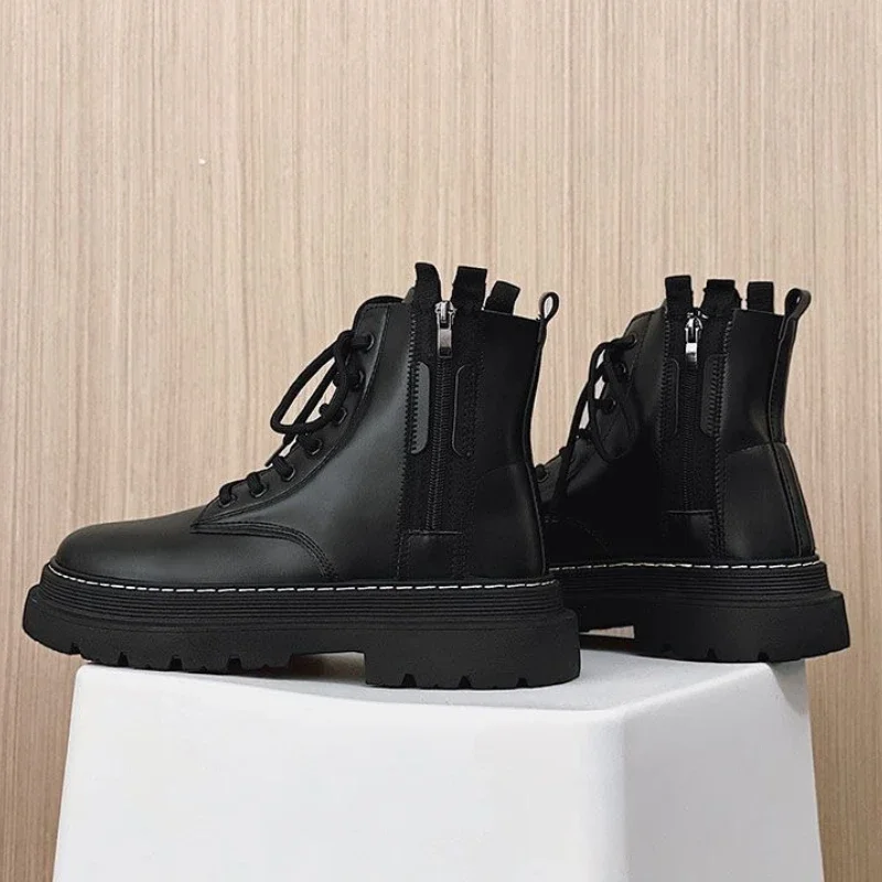 أحذية عمل عصرية للرجال لربيع وخريف 2025، سحاب جانبي عالي الجودة، جلد ناعم، أسود، طراز كلاسيكي فاخر