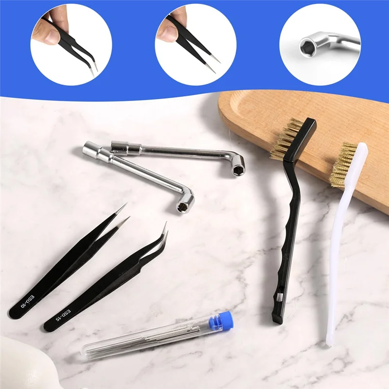 

Основы для чистки насадок Optimal 3D-принтера: 20 контактов, двойные щетки, L-образные ключи и пинцет