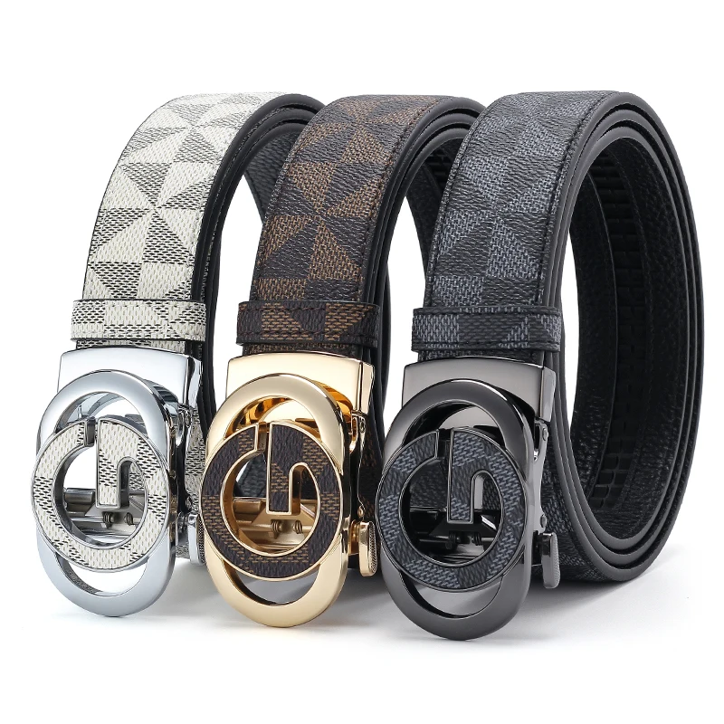 

Big "G" Automatic Buckle Men Belt, Fashionable Letter Buckle Waist Belt，Luxury Genuine Waistband Leather belt 3.5