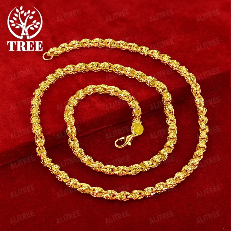 

50cm 18k Gold Necklace Geometric Personality Chain For Women Men Trendy Party Wedding Fashion Jewelry High Quality Accessories