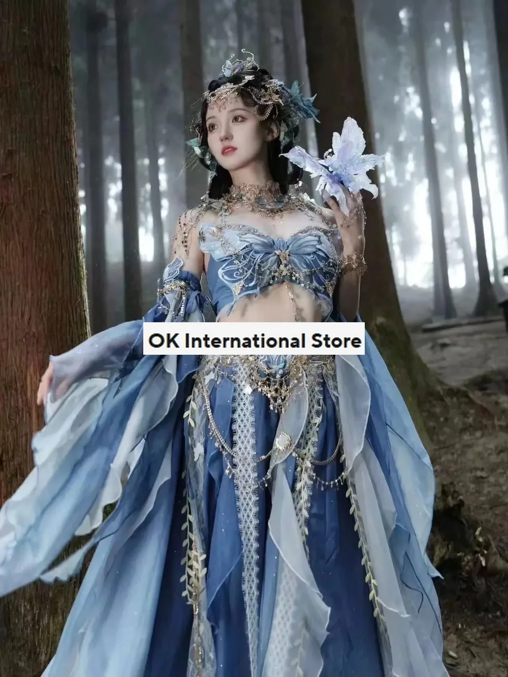 Butterfly Cosplay Hanfu Elf Exotic Style Dress Suit Western Region Princess Dress Girls' Clothing Han Dress Jungle Elf Costume