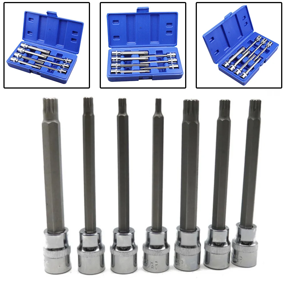 7PCS 3 8 zoll Innensechskant Set M5 M6 M7 M8 M9 M10 Legierung Stahl Stick Extra Lange Bit metrische Drehmoment Verlängerung Power Werkzeug Zubehör